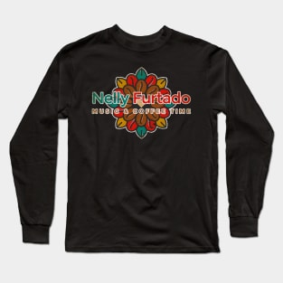 Vintage Music & Cofee Time Floral Long Sleeve T-Shirt